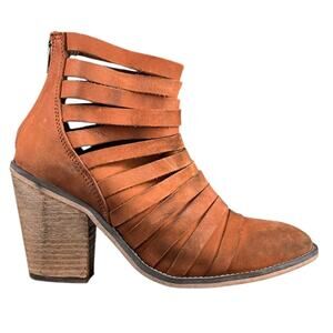 Free People Women’s Hybrid Strappy Brown Leather Ankle Boot Size 37 US 7